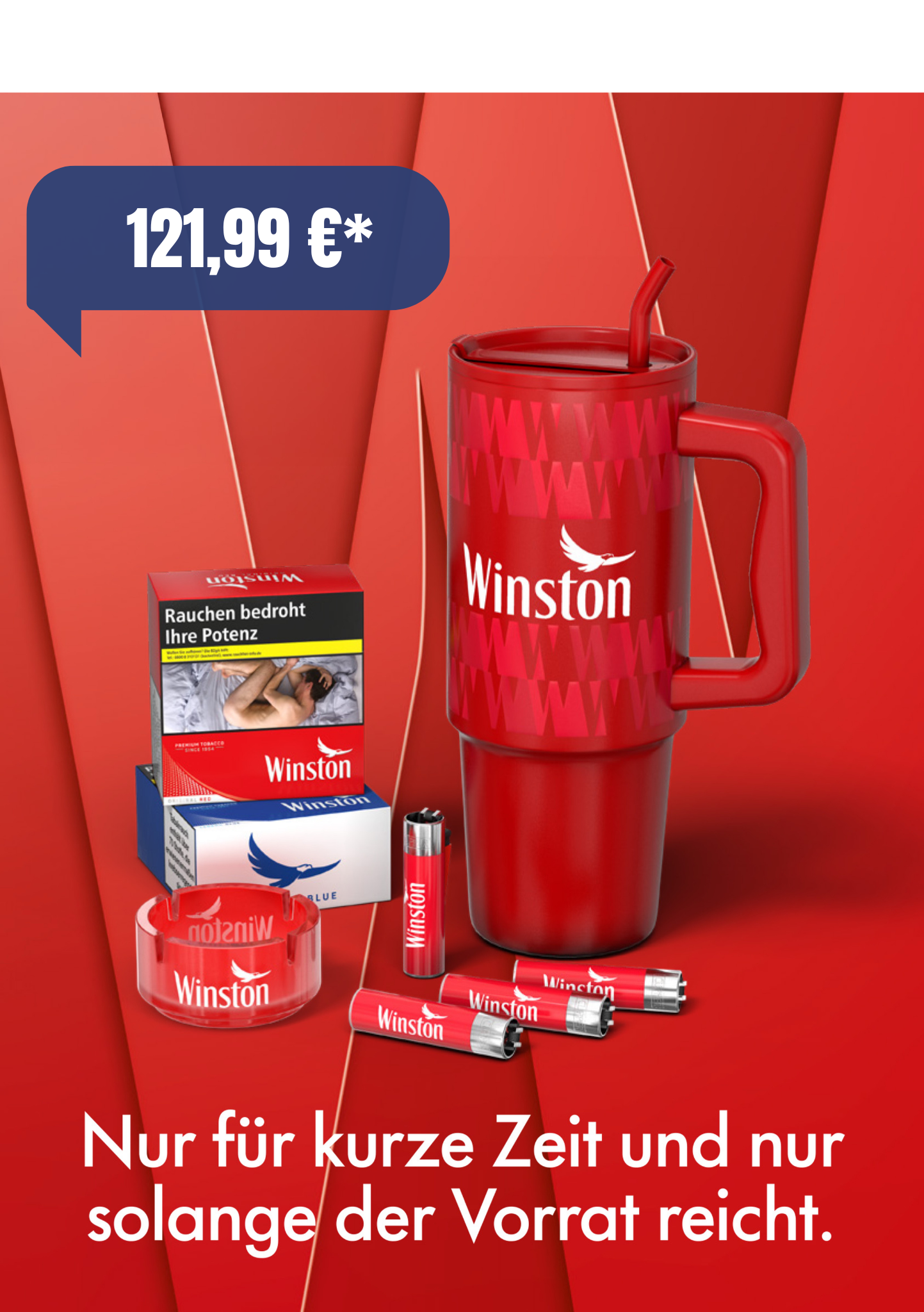 WINSTON Red/Blue Zigaretten Bundle mit Zubehör